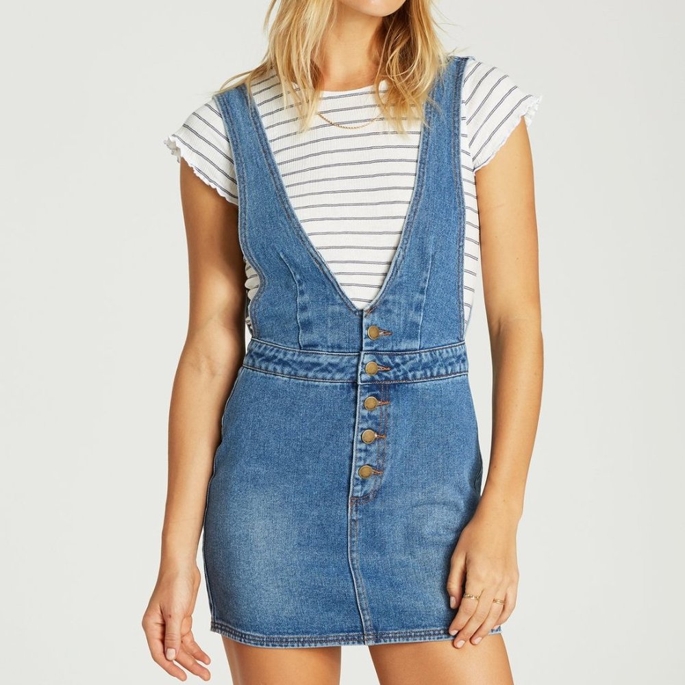 NWT Billabong Warmin Up Indigo overall dress XS/M